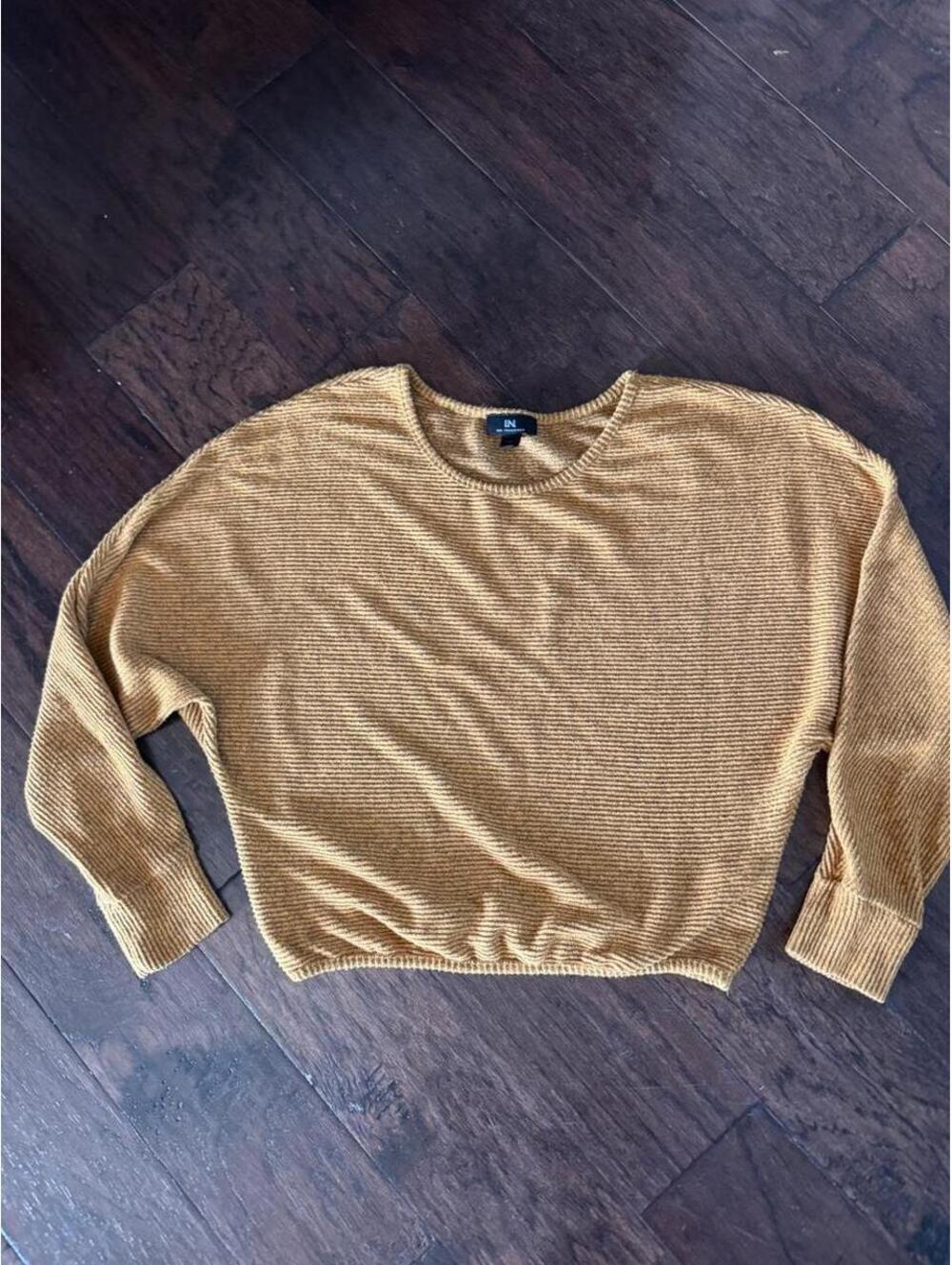 IN San Francisco Mustard Yellow Ribbed Knit Sweater, Size M